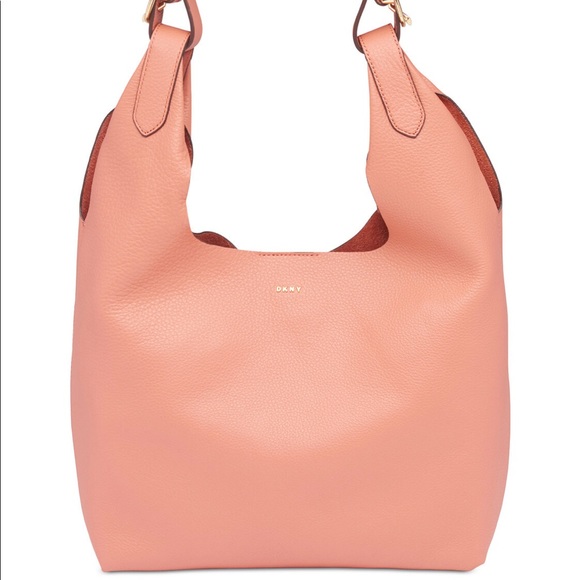 DKNY WES HOBO Coral Tote Handbag  Pebbled Leather - Picture 3 of 10